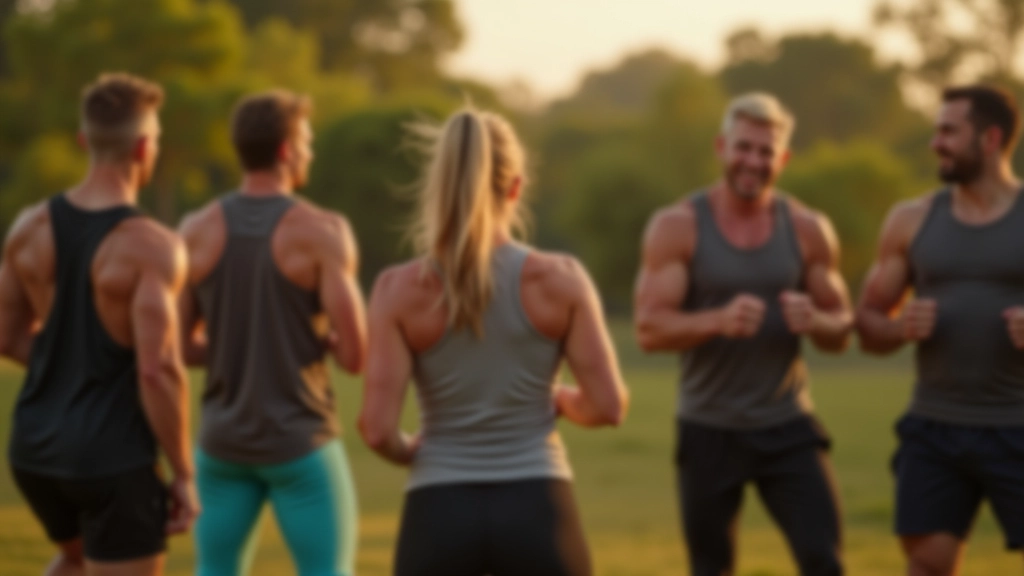 Group of adults of various ages working together on a fitness challenge in outdoor setting